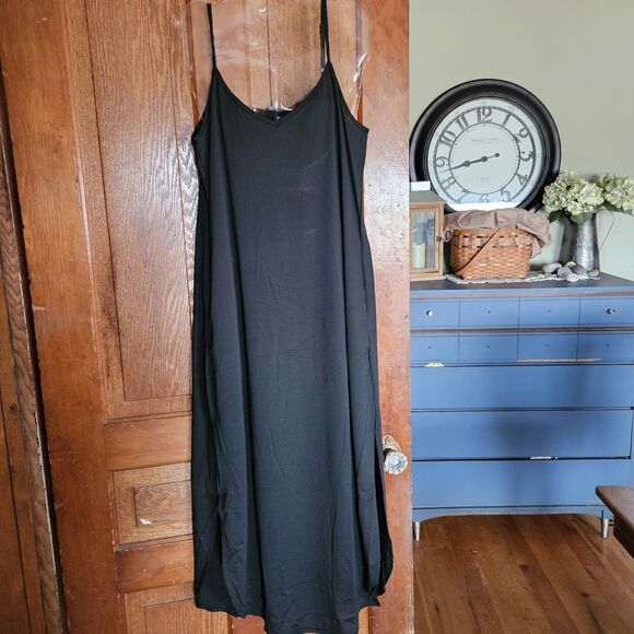 HUSKARY Women's Dress Summer Casual Sleeveless Strappy Split Loose Pocket L NWT - Picture 3 of 7